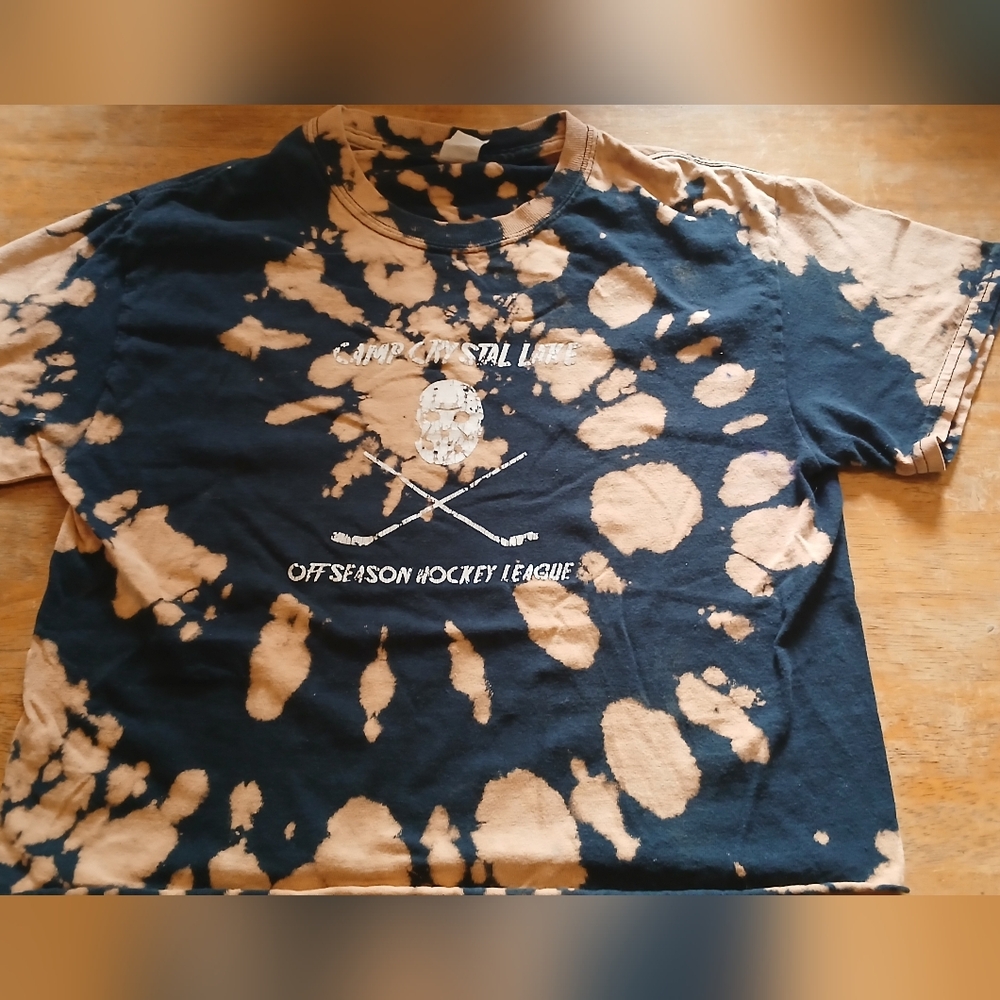 Camp Crystal Lake Bleach-Splatter Tee, Friday the 13th Inspo
